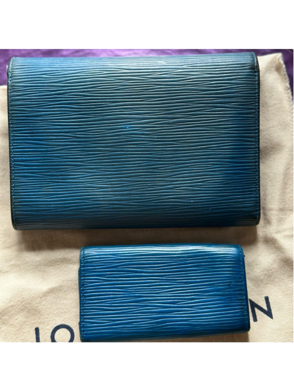 Louis Vuitton Blue Epi Leather Wallet & Key Holder Set with Box and Dustbag - Picture 2 of 14